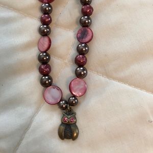HAND MADE ONE OF A KIND NECKLACE WITH OWL PENDANT